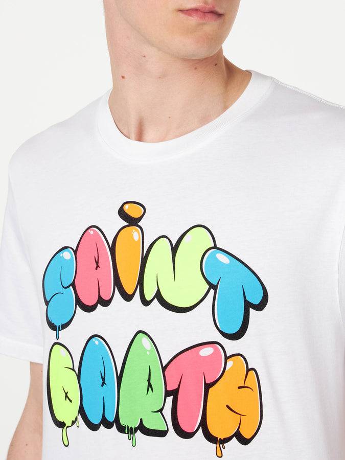 Mc2 Saint Barth T-shirt Da Uomo In Cotone Con Stampa Saint Barth Multicolore