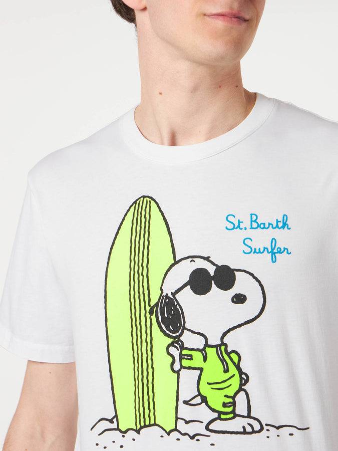 Mc2 Saint Barth T-shirt Da Uomo In Cotone Con Stampa Snoopy Surfista | Edizione Speciale Peanuts®
