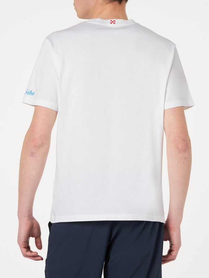 Mc2 Saint Barth T-shirt Da Uomo In Cotone Con Stampa Snoopy Surfista | Edizione Speciale Peanuts®