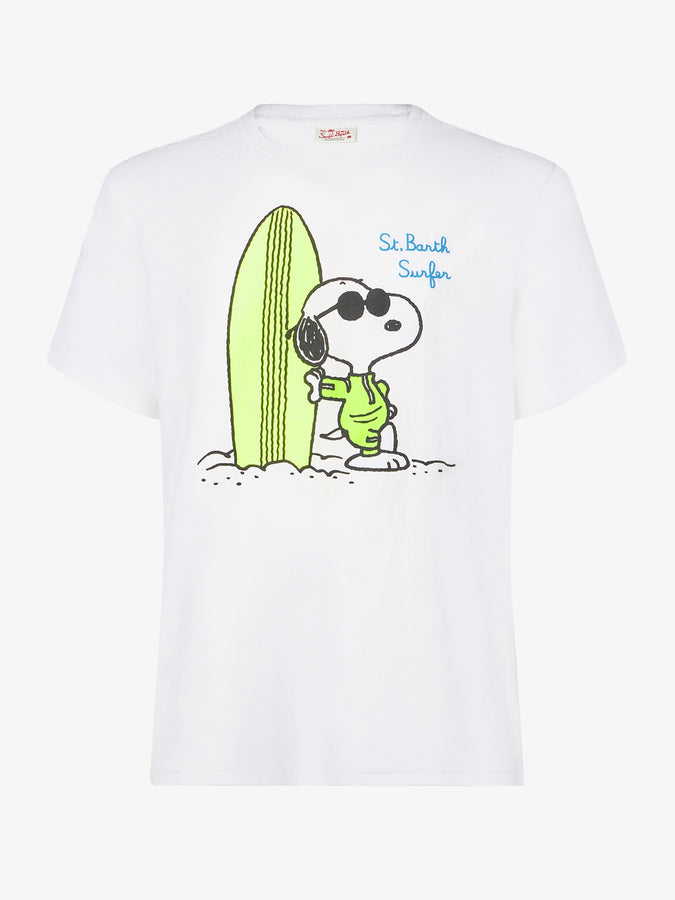 Mc2 Saint Barth T-shirt Da Uomo In Cotone Con Stampa Snoopy Surfista | Edizione Speciale Peanuts®