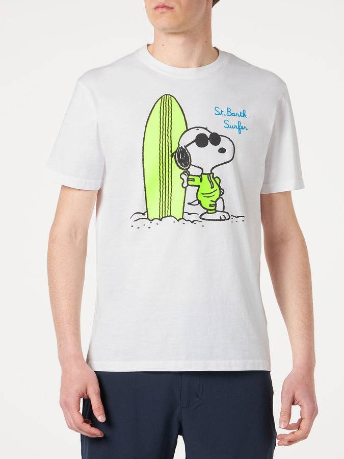 Mc2 Saint Barth T-shirt da uomo in cotone con stampa Snoopy surfista | Edizione speciale Peanuts®
