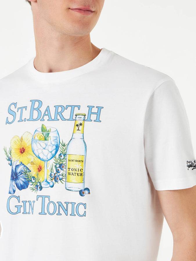 Mc2 Saint Barth T-shirt Da Uomo In Cotone Con Stampa St.Barth Gin Tonic