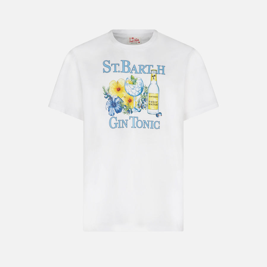 Mc2 Saint Barth T-shirt Da Uomo In Cotone Con Stampa St.Barth Gin Tonic