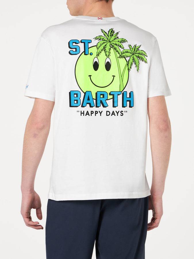 Mc2 Saint Barth T-shirt Da Uomo In Cotone Con Stampa St. Barth Happy Days