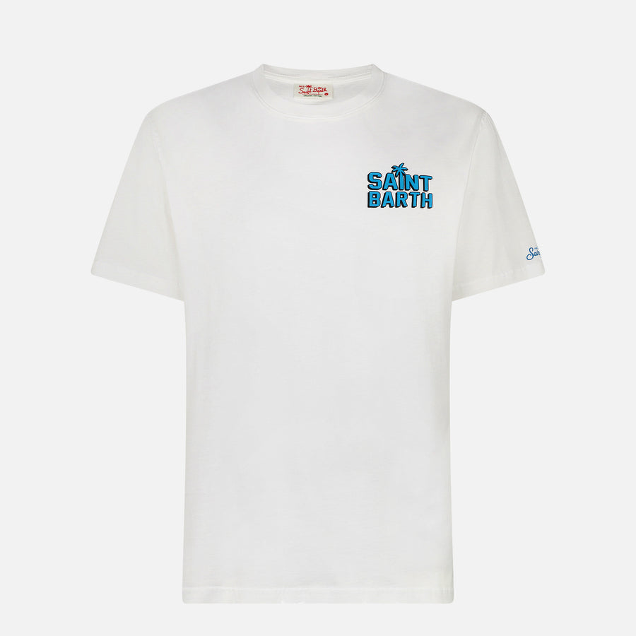 Mc2 Saint Barth T-shirt Da Uomo In Cotone Con Stampa St. Barth Happy Days