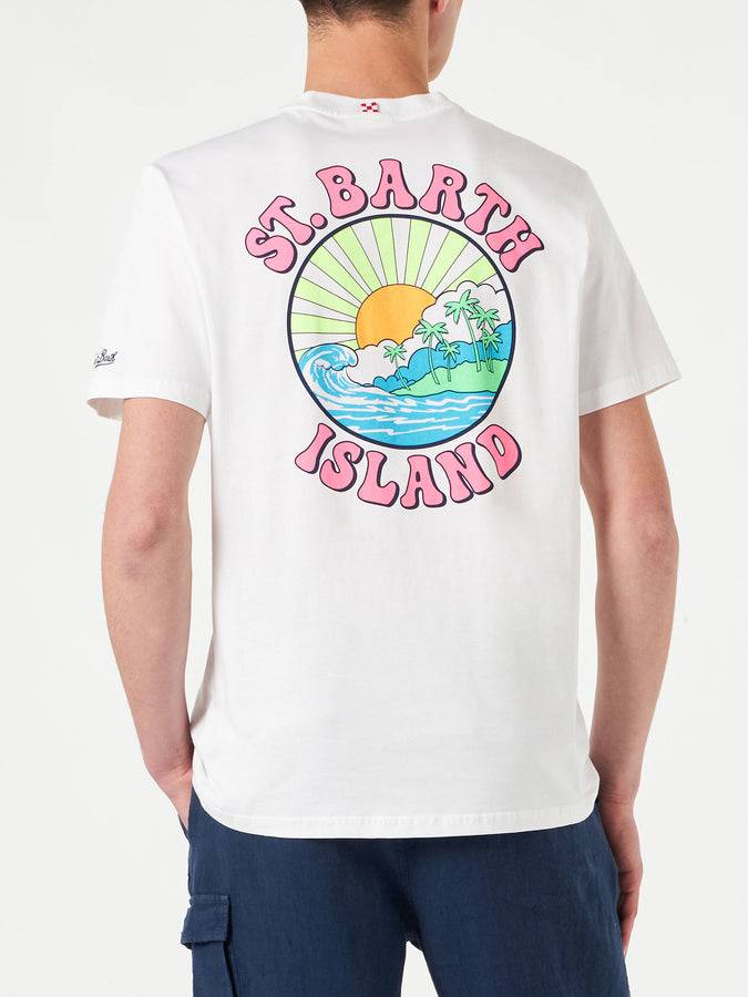 Mc2 Saint Barth T-shirt Da Uomo In Cotone Con Stampa St. Barth Island