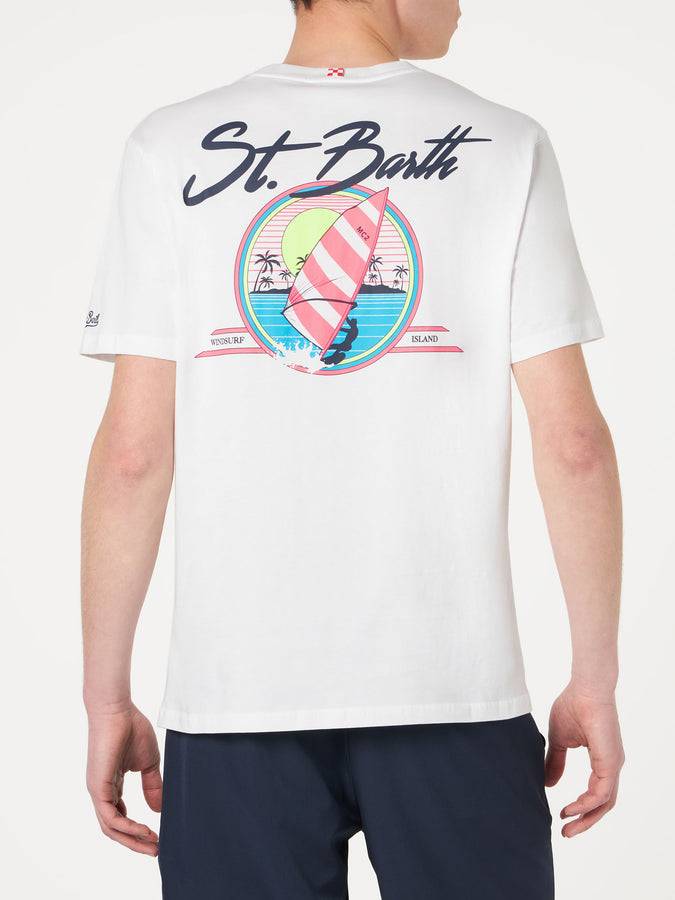 Mc2 Saint Barth T-shirt Da Uomo In Cotone Con Stampa St. Barth Surf