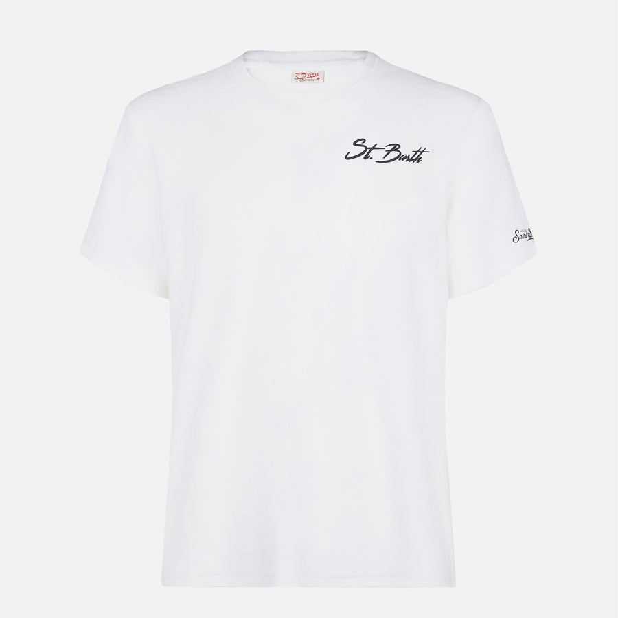 Mc2 Saint Barth T-shirt Da Uomo In Cotone Con Stampa St. Barth Surf