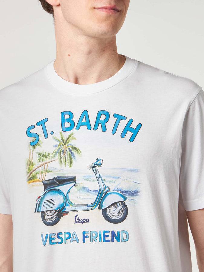 Mc2 Saint Barth T-shirt Da Uomo In Cotone Con Stampa St. Barth Vespa Friend | EDIZIONE SPECIALE VESPA®