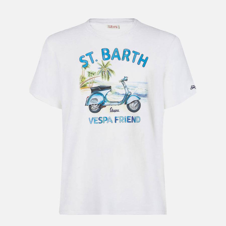 Mc2 Saint Barth T-shirt Da Uomo In Cotone Con Stampa St. Barth Vespa Friend | EDIZIONE SPECIALE VESPA®