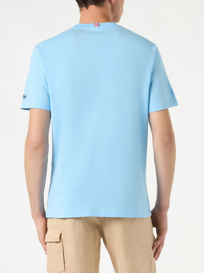 Mc2 Saint Barth T-shirt Da Uomo In Cotone Con Stampa Vespa Mykonos | EDIZIONE SPECIALE VESPA®