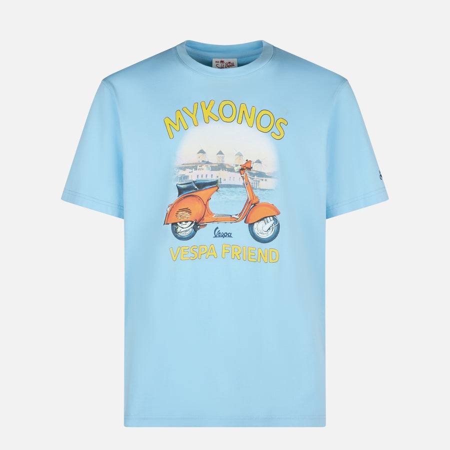 Mc2 Saint Barth T-shirt Da Uomo In Cotone Con Stampa Vespa Mykonos | EDIZIONE SPECIALE VESPA®