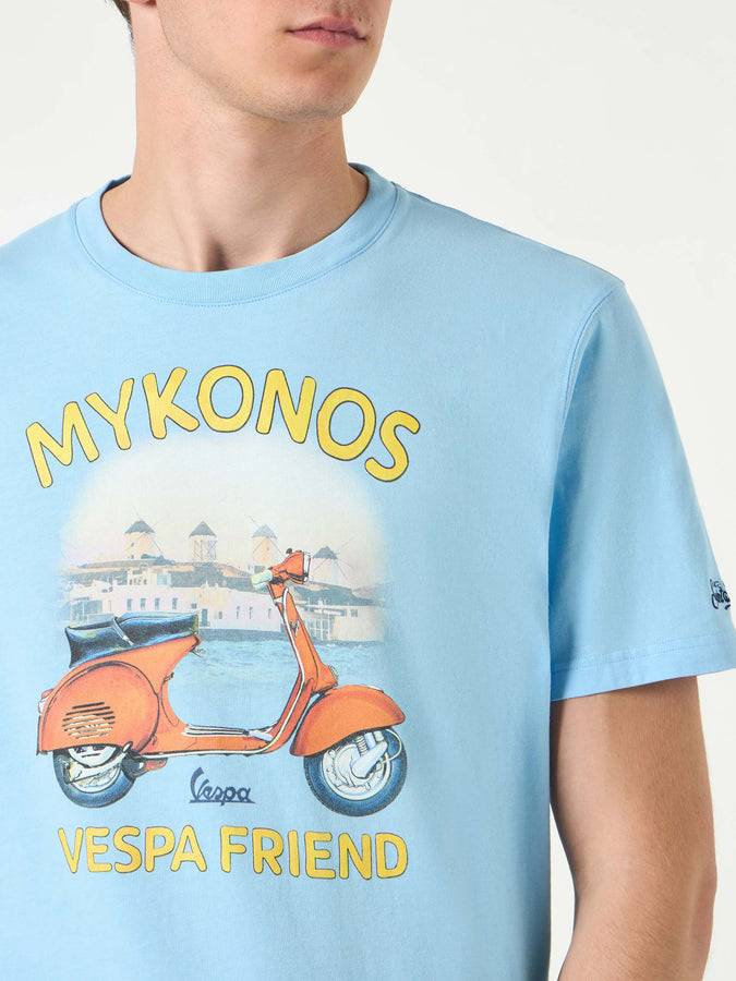 Mc2 Saint Barth T-shirt Da Uomo In Cotone Con Stampa Vespa Mykonos | EDIZIONE SPECIALE VESPA®