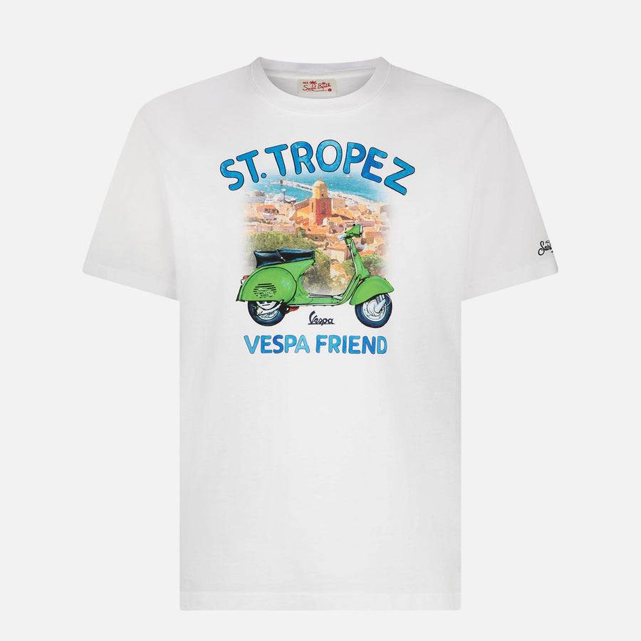 Mc2 Saint Barth T-shirt Da Uomo In Cotone Con Stampa Vespa St. Tropez | EDIZIONE SPECIALE VESPA®