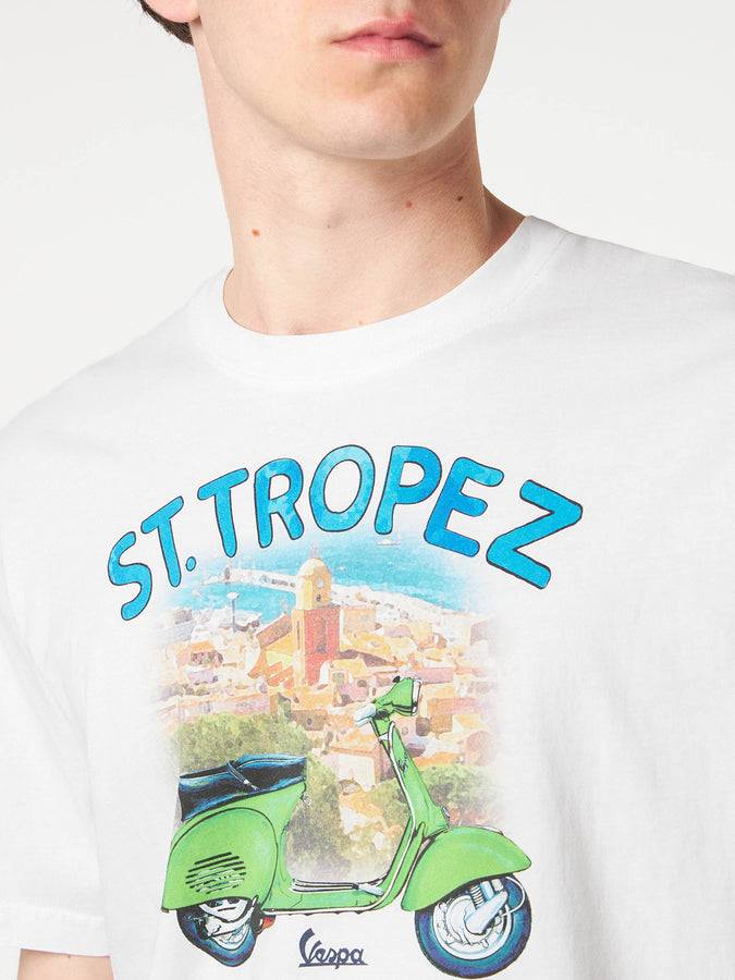 Mc2 Saint Barth T-shirt Da Uomo In Cotone Con Stampa Vespa St. Tropez | EDIZIONE SPECIALE VESPA®