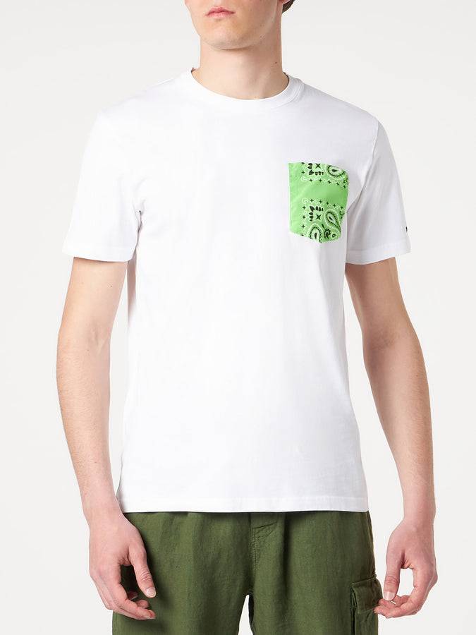 Mc2 Saint Barth T-shirt Da Uomo In Cotone Con Taschino Bandana Verde