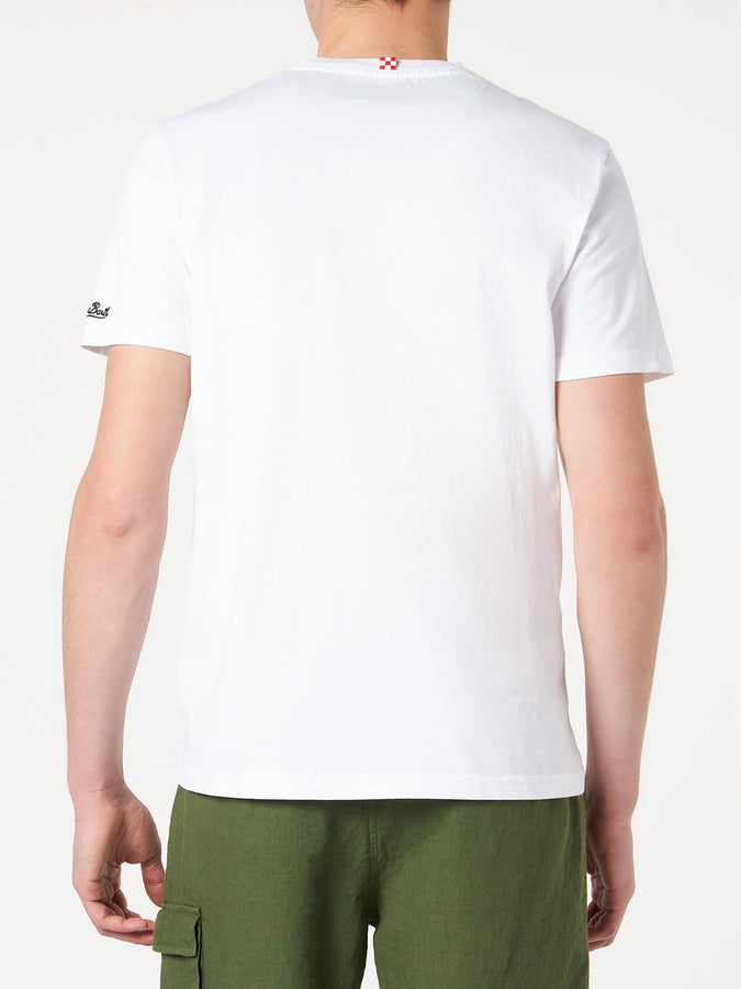 Mc2 Saint Barth T-shirt Da Uomo In Cotone Con Taschino Bandana Verde