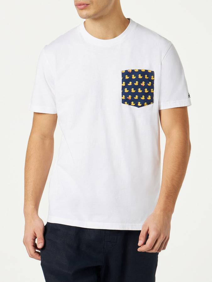 Mc2 Saint Barth T-shirt Da Uomo In Cotone Con Taschino Stampa Papere
