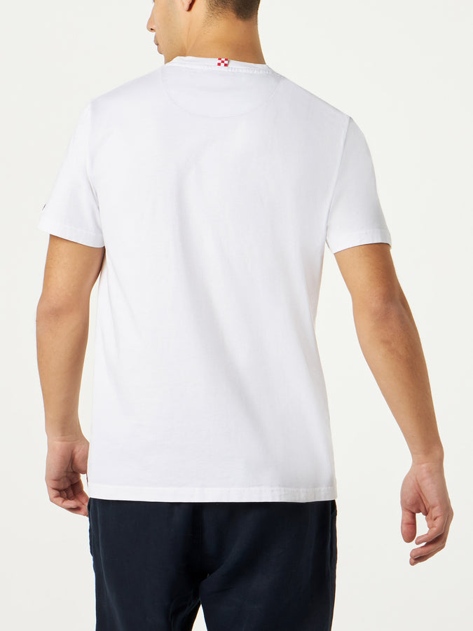 Mc2 Saint Barth T-shirt Da Uomo In Cotone Con Taschino Stampa Papere