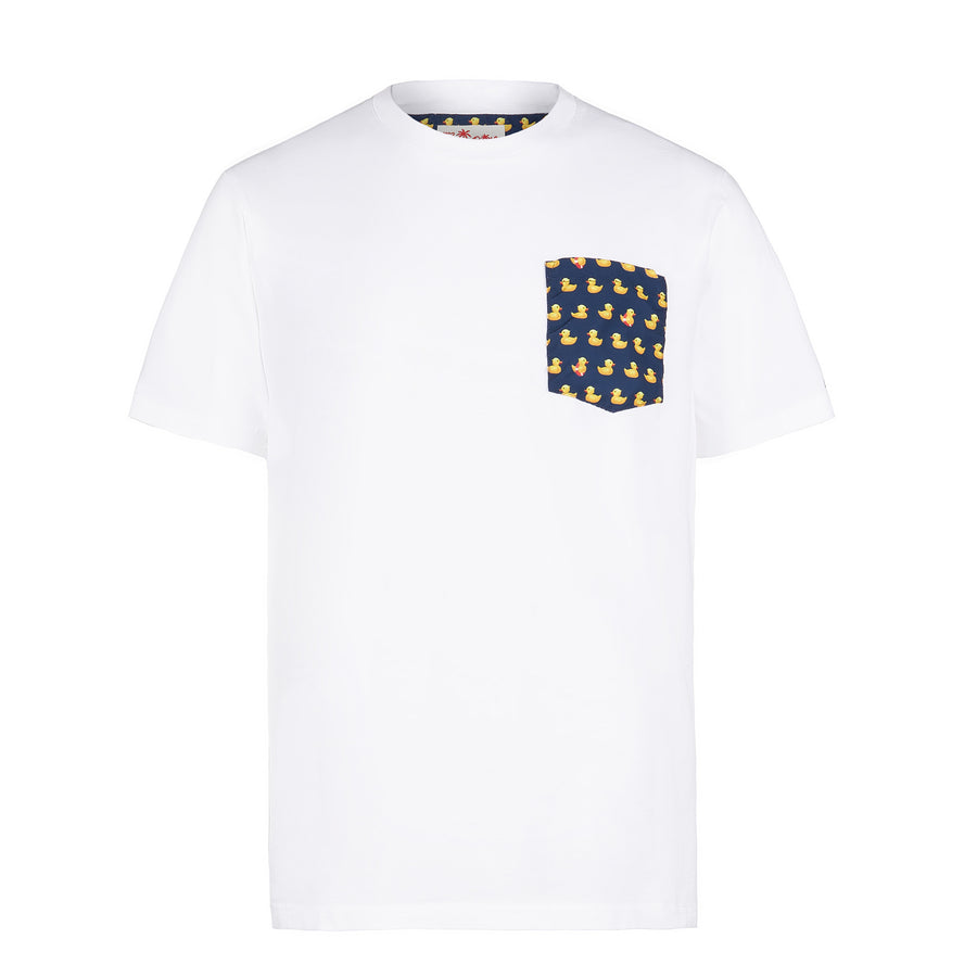 Mc2 Saint Barth T-shirt Da Uomo In Cotone Con Taschino Stampa Papere