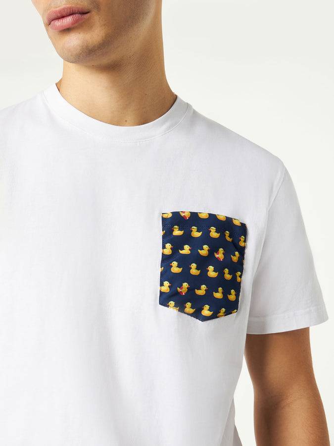 Mc2 Saint Barth T-shirt da uomo in cotone con taschino stampa papere