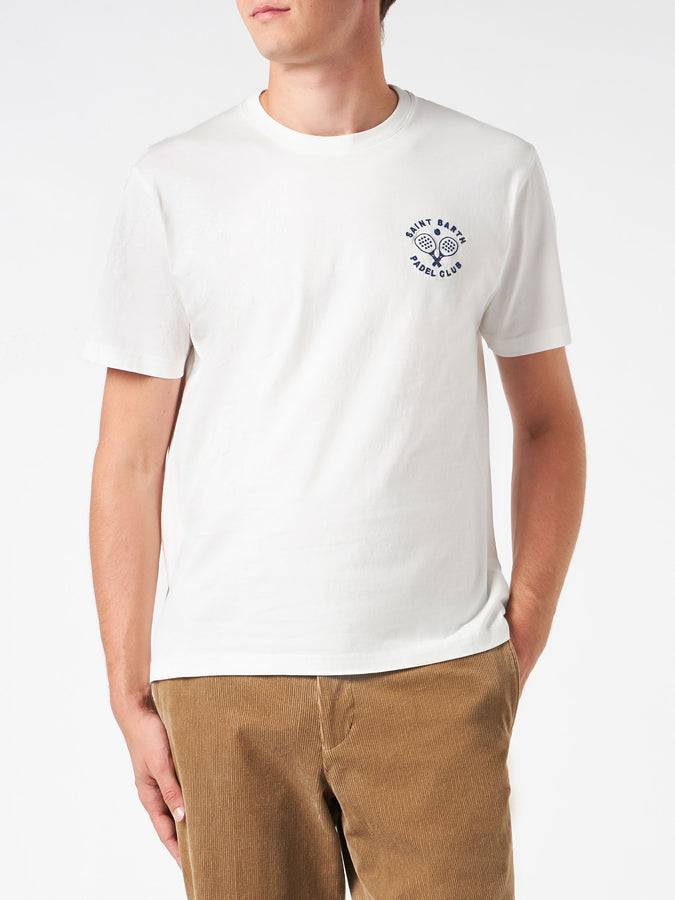 Mc2 Saint Barth T-shirt Da Uomo In Cotone Pesante Con Ricamo Padel Club Saint Barth