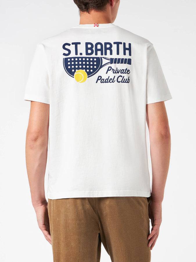Mc2 Saint Barth T-shirt Da Uomo In Cotone Pesante Con Ricamo Padel Club Saint Barth