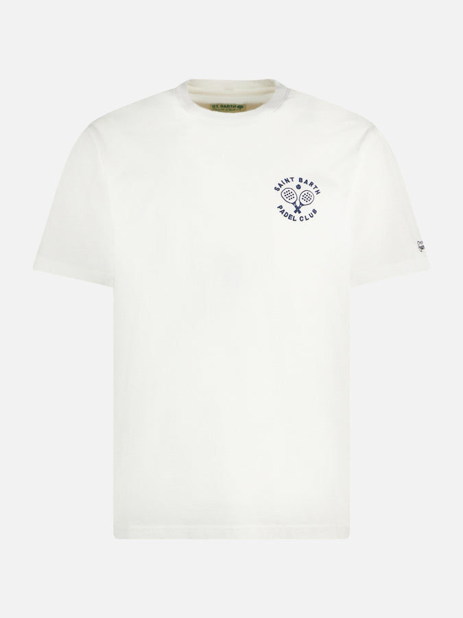 Mc2 Saint Barth T-shirt Da Uomo In Cotone Pesante Con Ricamo Padel Club Saint Barth