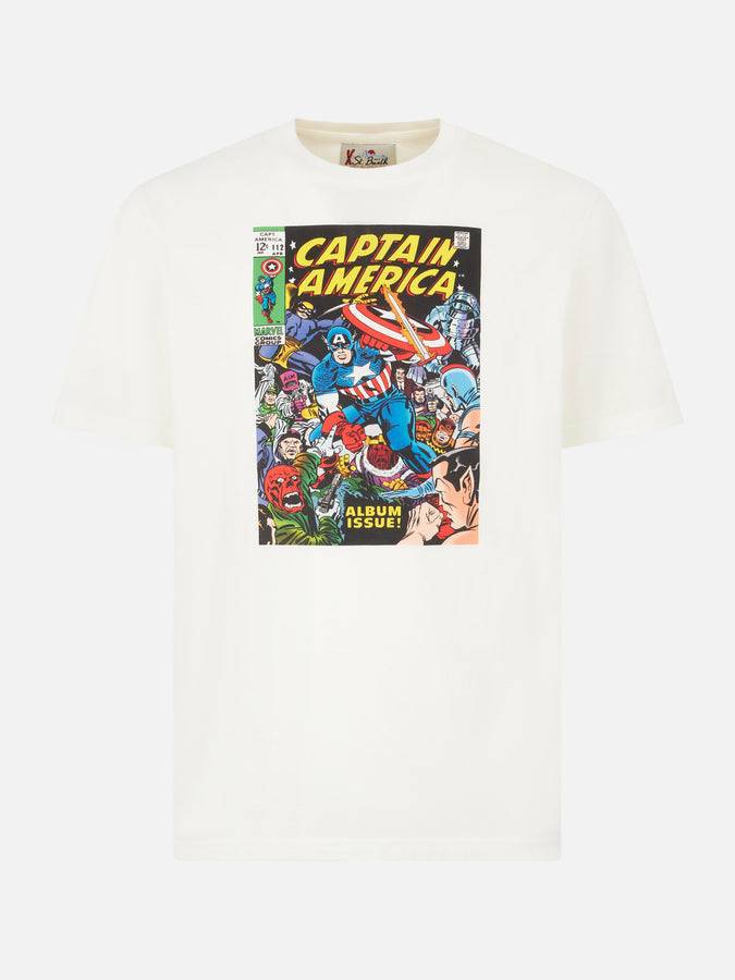 Mc2 Saint Barth T-shirt Da Uomo In Cotone Pesante Con Stampa Capitan America | EDIZIONE SPECIALE MARVEL