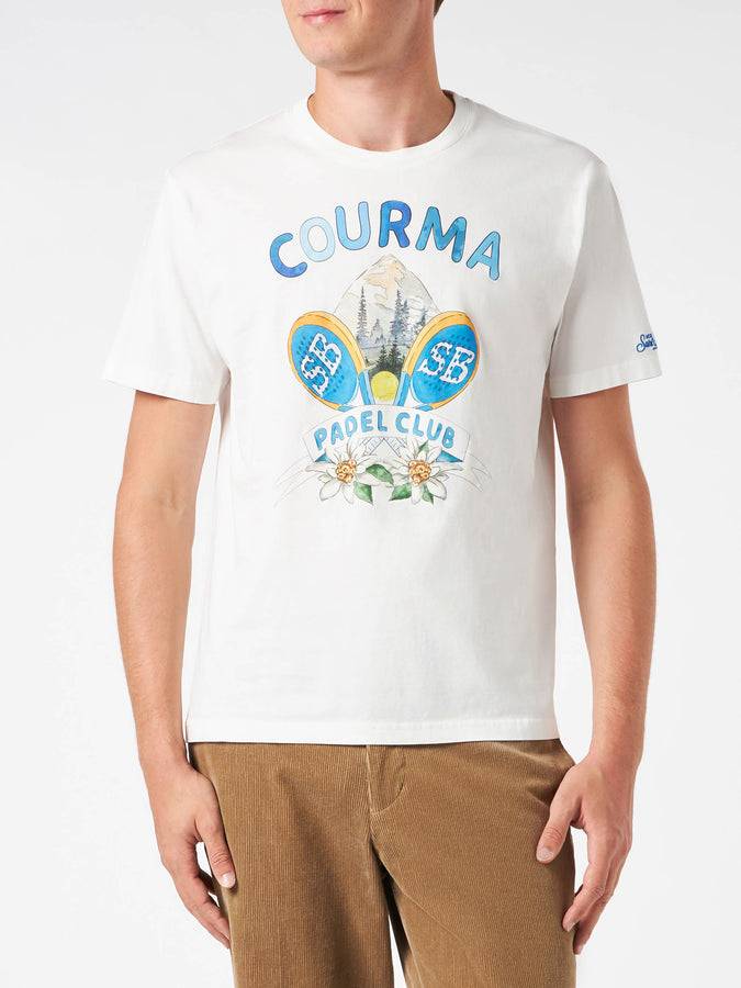 Mc2 Saint Barth T-shirt Da Uomo In Cotone Pesante Con Stampa Courma Padel Club