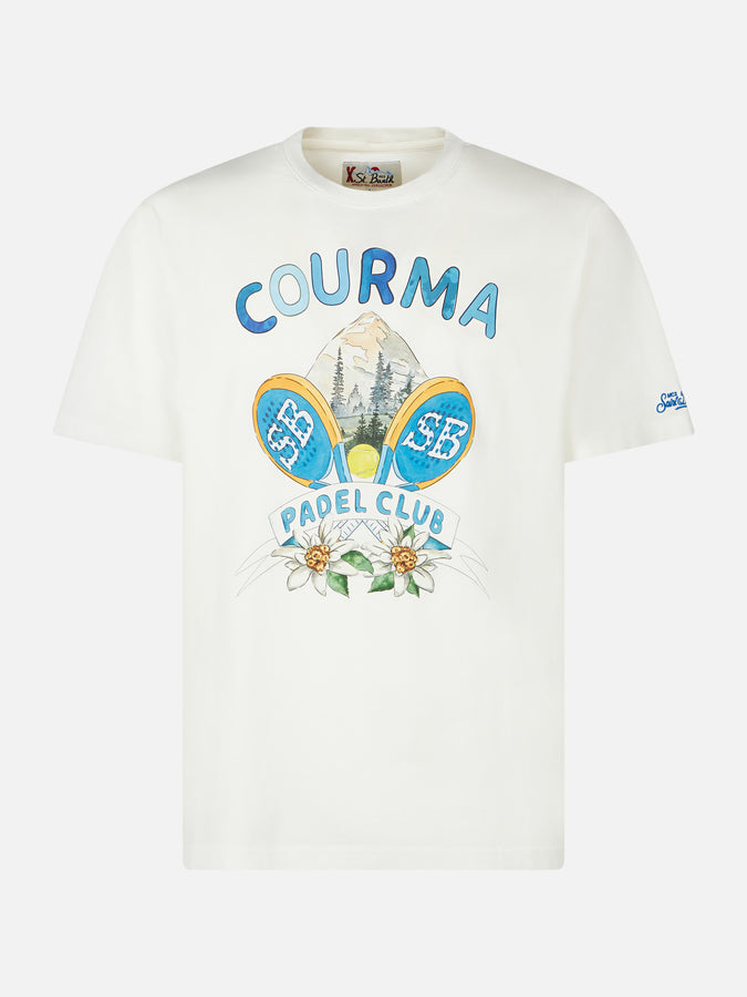 Mc2 Saint Barth T-shirt Da Uomo In Cotone Pesante Con Stampa Courma Padel Club