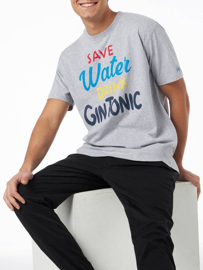 Mc2 Saint Barth T-shirt Da Uomo In Cotone Pesante Con Stampa Gin Tonic