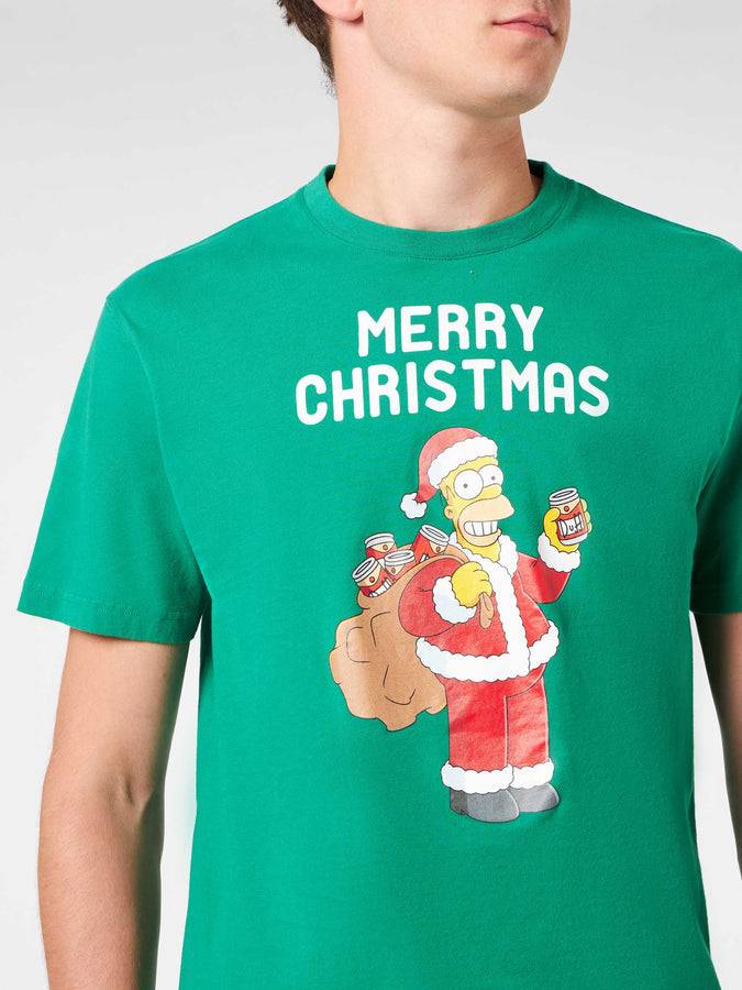 Mc2 Saint Barth T-shirt Da Uomo In Cotone Pesante Con Stampa Homer Simpson Merry Christmas | EDIZIONE SPECIALE I SIMPSON