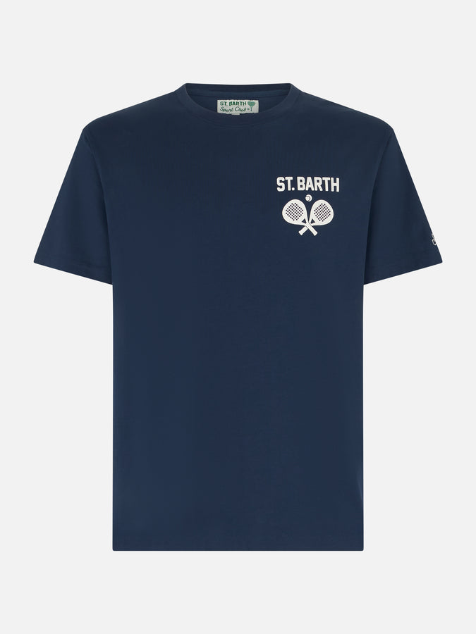 Mc2 Saint Barth T-shirt Da Uomo In Cotone Pesante Con Stampa Padel