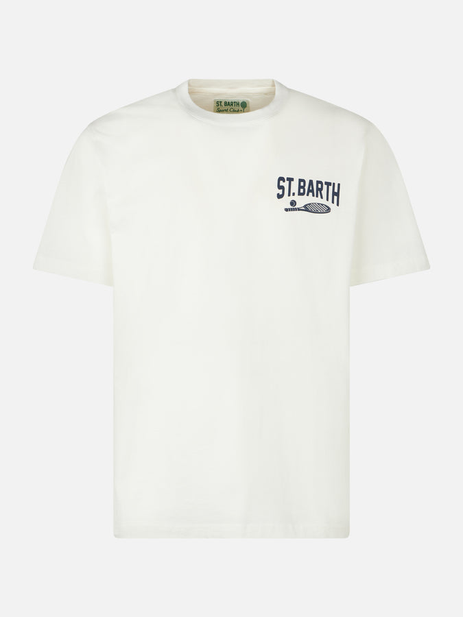 Mc2 Saint Barth T-shirt Da Uomo In Cotone Pesante Con Stampa Padel
