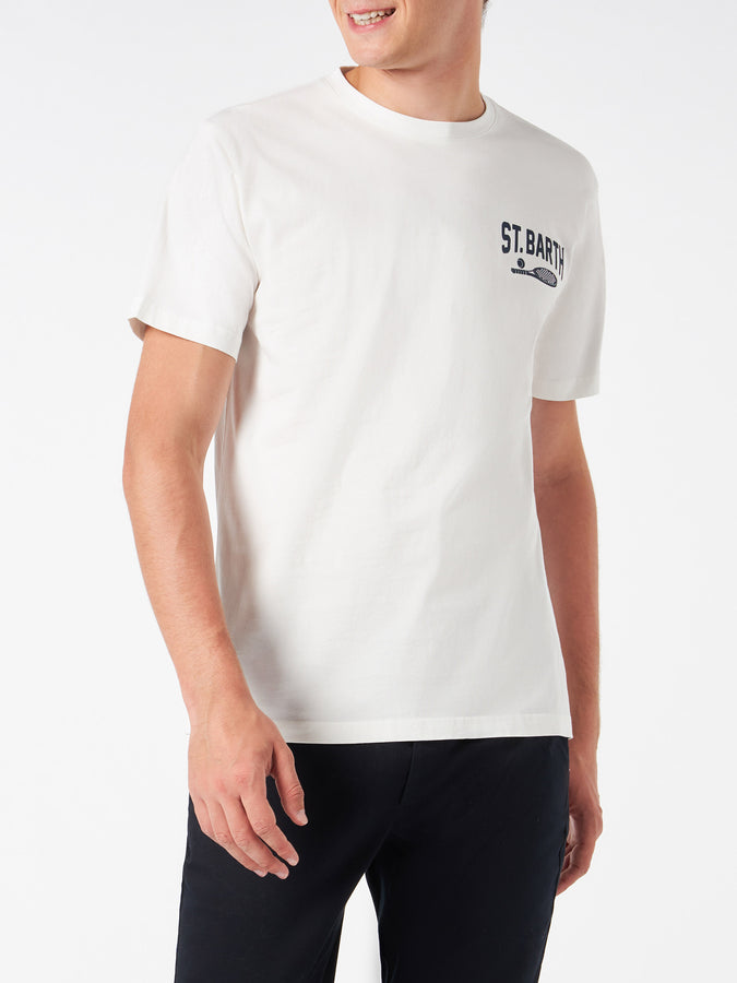 Mc2 Saint Barth T-shirt Da Uomo In Cotone Pesante Con Stampa Padel