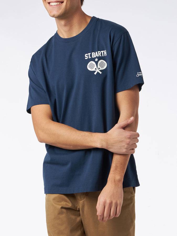 Mc2 Saint Barth T-shirt Da Uomo In Cotone Pesante Con Stampa Padel