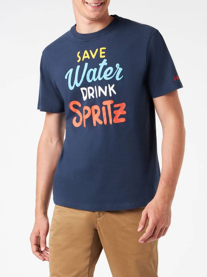 Mc2 Saint Barth T-shirt Da Uomo In Cotone Pesante Con Stampa Spritz