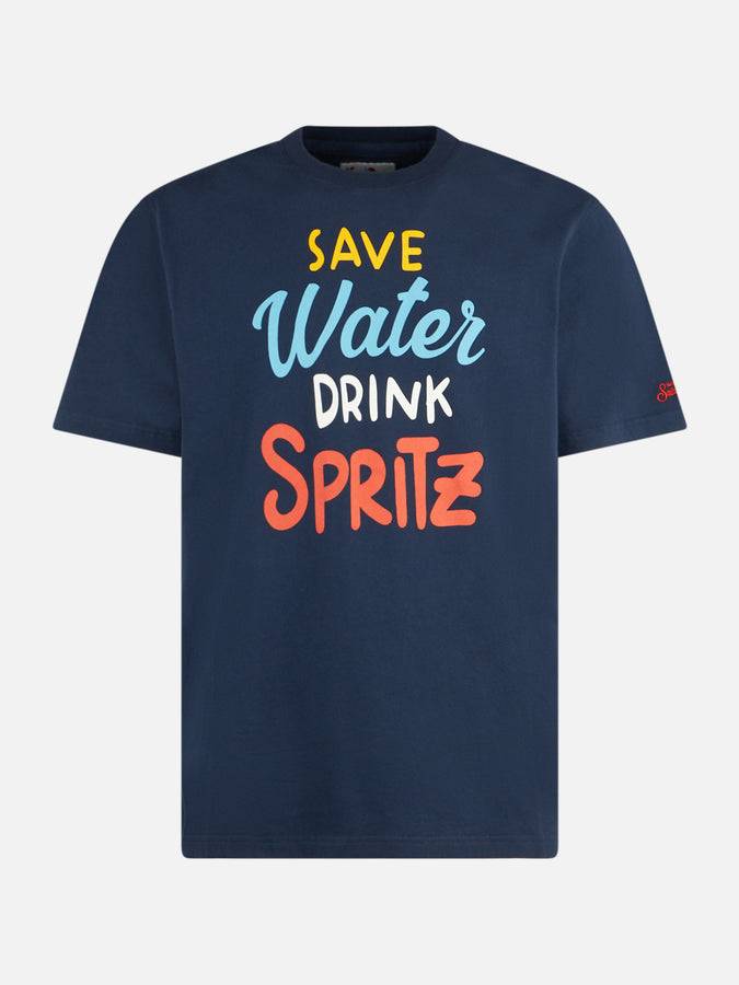 Mc2 Saint Barth T-shirt Da Uomo In Cotone Pesante Con Stampa Spritz