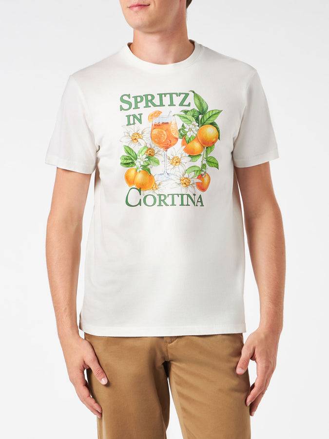 Mc2 Saint Barth T-shirt Da Uomo In Cotone Pesante Con Stampa Spritz In Cortina