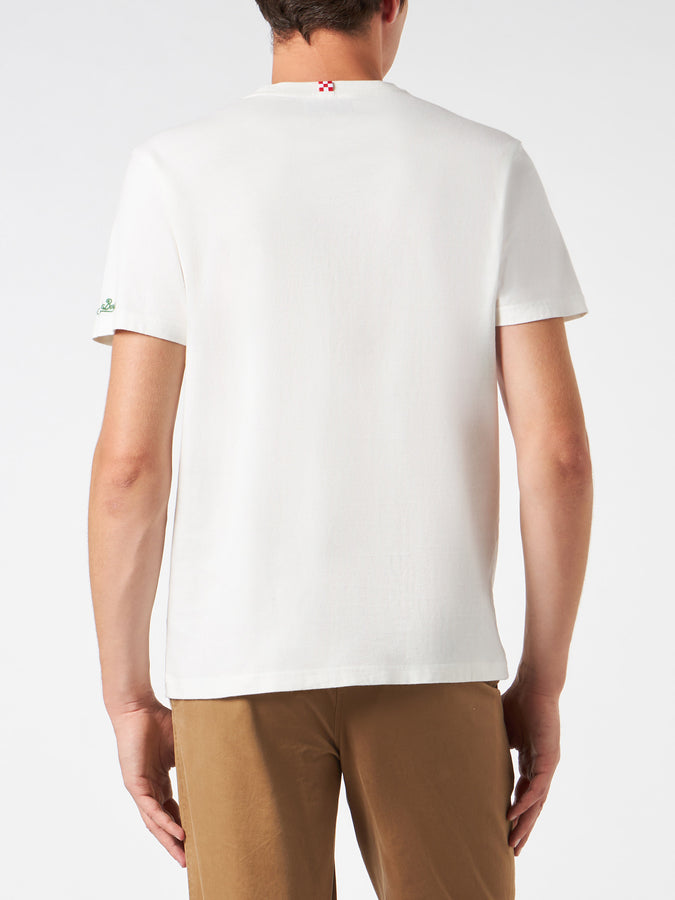 Mc2 Saint Barth T-shirt Da Uomo In Cotone Pesante Con Stampa Spritz In Cortina