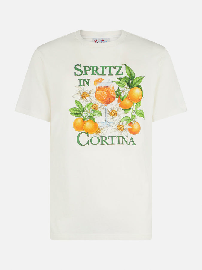 Mc2 Saint Barth T-shirt Da Uomo In Cotone Pesante Con Stampa Spritz In Cortina