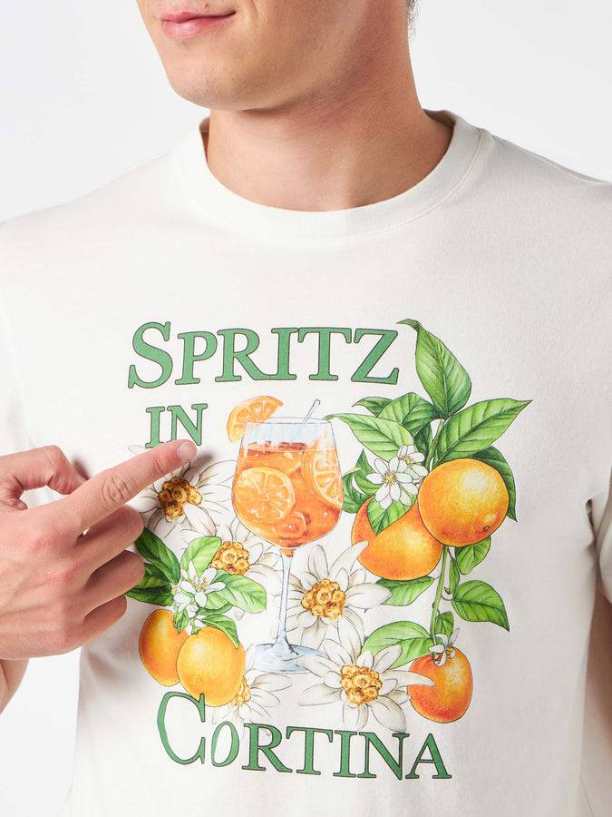 Mc2 Saint Barth T-shirt da uomo in cotone pesante con stampa Spritz in Cortina
