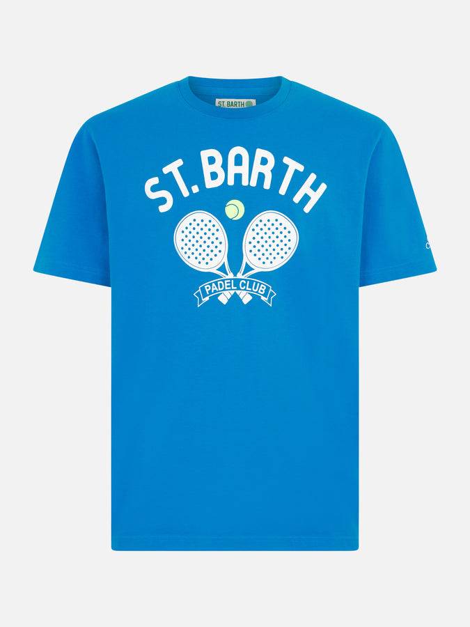 Mc2 Saint Barth T-shirt Da Uomo In Cotone Pesante Con Stampa St. Barth Padel Club