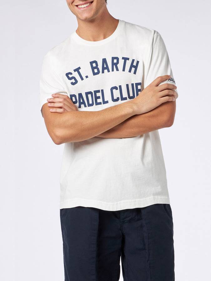 Mc2 Saint Barth T-shirt Da Uomo In Cotone Pesante Con Stampa St. Barth Padel Club
