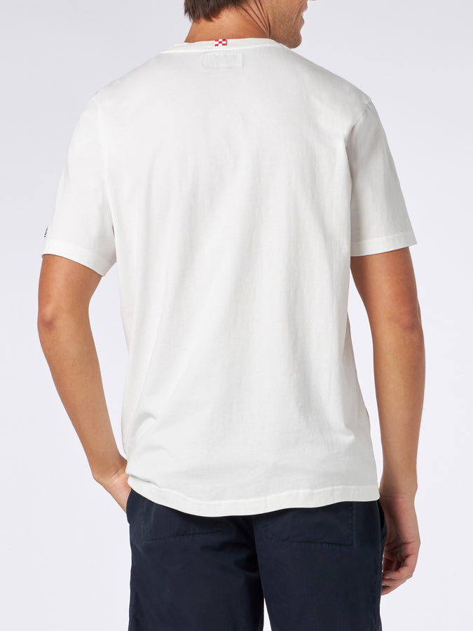 Mc2 Saint Barth T-shirt Da Uomo In Cotone Pesante Con Stampa St. Barth Padel Club