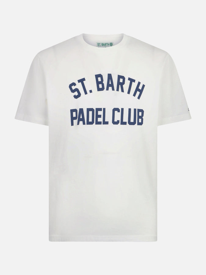 Mc2 Saint Barth T-shirt Da Uomo In Cotone Pesante Con Stampa St. Barth Padel Club