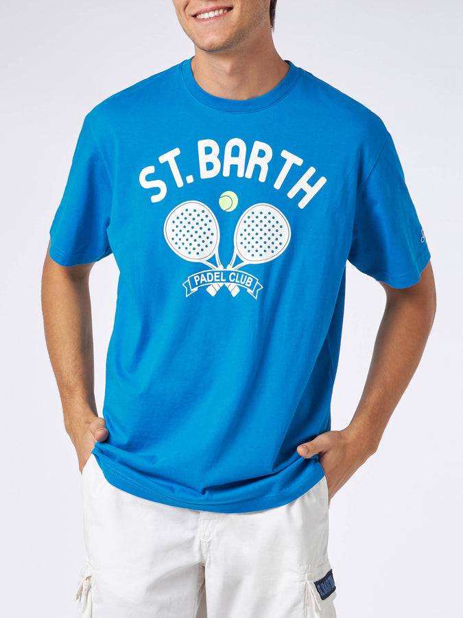 Mc2 Saint Barth T-shirt Da Uomo In Cotone Pesante Con Stampa St. Barth Padel Club