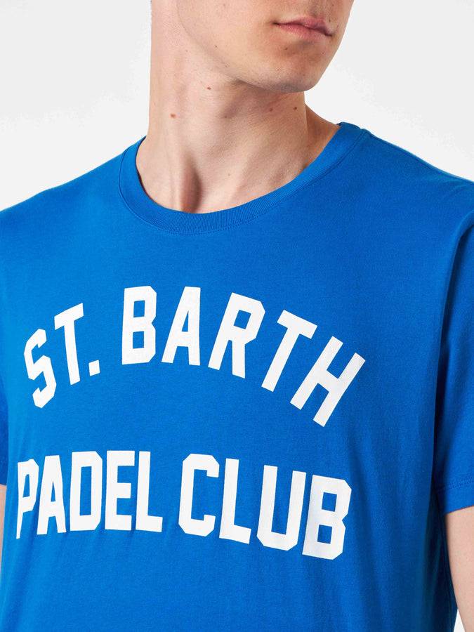 Mc2 Saint Barth T-shirt Da Uomo In Cotone Trattamento Vintage Con Stampa St. Barth Padel Club