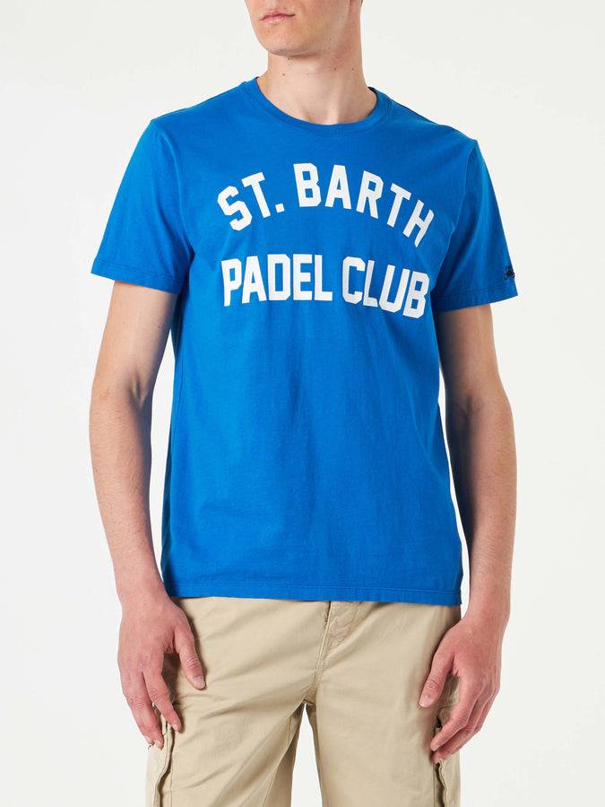 Mc2 Saint Barth T-shirt da uomo in cotone trattamento vintage con stampa St. Barth Padel Club